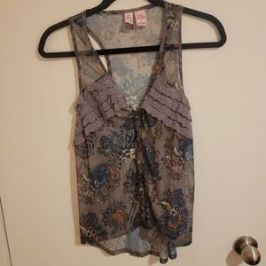 LoveOnAHanger Y2K Blouse Small Sheer Floral Lace Coquette Fairycore Angelcore